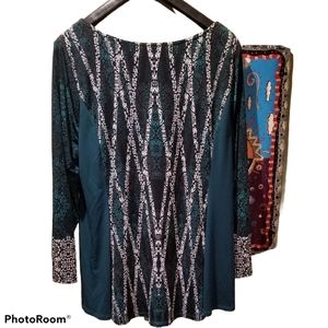 STYLE & CO. Green Sequined Ladies Top (Size 2X)